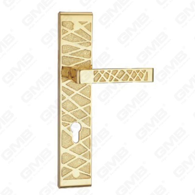 Door Handle Pull Wooden Door Hardware Handle Lock Door Handle on Plate for Mortise Lockset by Zinc Alloy or Steel Door Plate Handle (ZL98345-GPB)