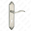 Door Handle Pull Wooden Door Hardware Handle Lock Door Handle on Plate for Mortise Lockset by Zinc Alloy or Steel Door Plate Handle (ZL91013-K)