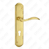 Door Handle Pull Wooden Door Hardware Handle Lock Door Handle on Plate for Mortise Lockset by Zinc Alloy or Steel Door Plate Handle (ZL93238-GSB&GPB)