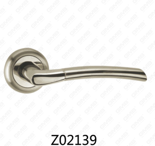 Zamak Zinc Alloy Aluminum Rosette Door Handle with Round Rosette (Z02139)