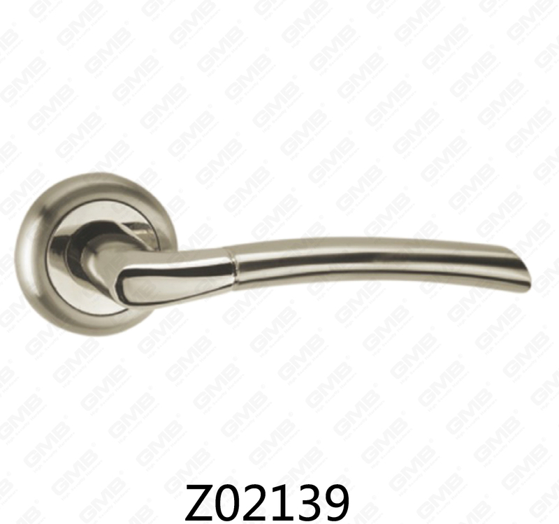 Zamak Zinc Alloy Aluminum Rosette Door Handle with Round Rosette (Z02139)