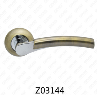 Zamak Zinc Alloy Aluminum Rosette Door Handle with Round Rosette (Z02144)