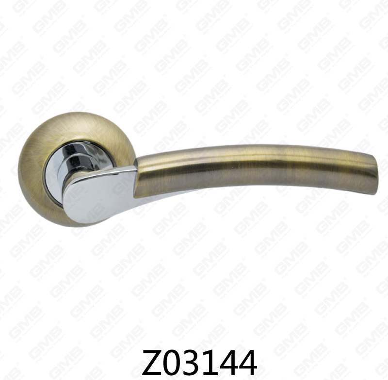 Zamak Zinc Alloy Aluminum Rosette Door Handle with Round Rosette (Z02144)