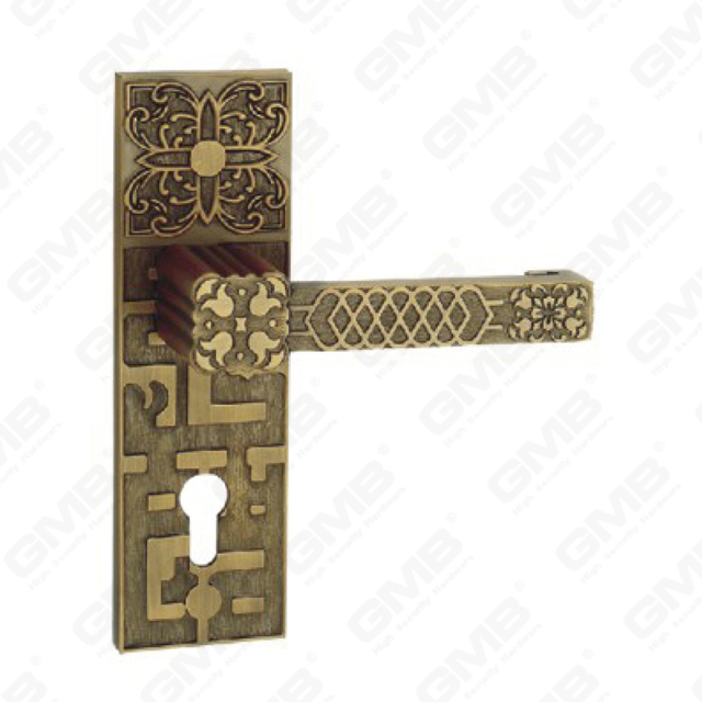 Door Handle Pull Wooden Door Hardware Handle Lock Door Handle on Plate for Mortise Lockset by Zinc Alloy or Steel Door Plate Handle (ZM833EL13-DYB)