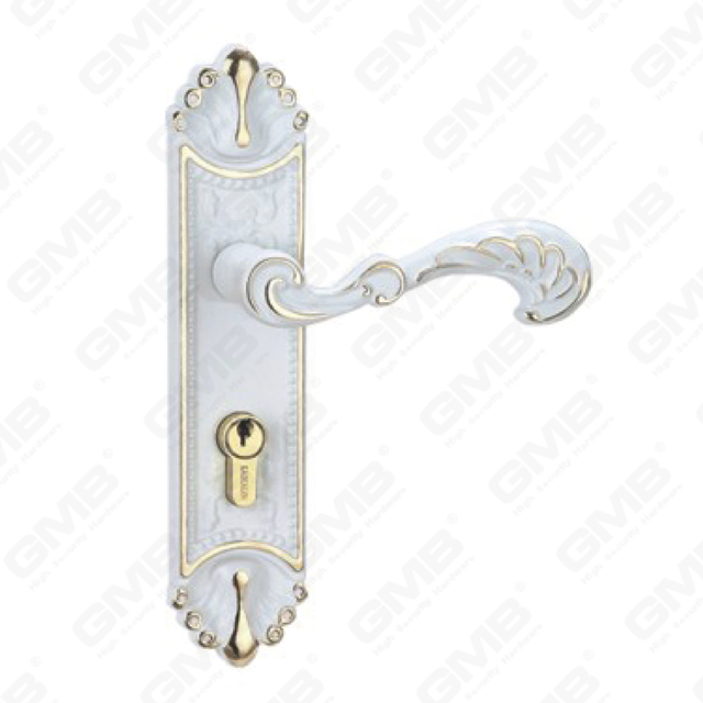 Door Handle Pull Wooden Door Hardware Handle Lock Door Handle on Plate for Mortise Lockset by Zinc Alloy or Steel Door Plate Handle (ZM40875-GPW)