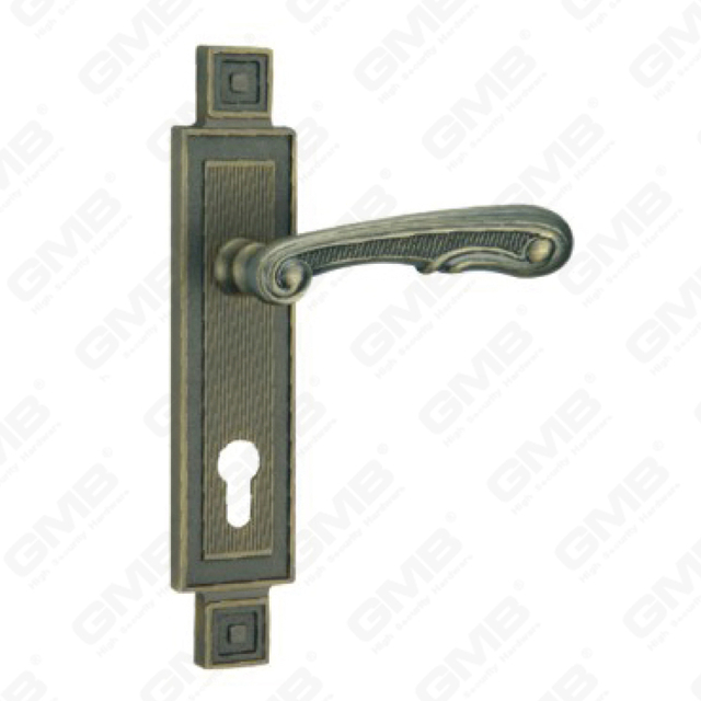 Door Handle Pull Wooden Door Hardware Handle Lock Door Handle on Plate for Mortise Lockset by Zinc Alloy or Steel Door Plate Handle (ZM858-Z103-DAB)
