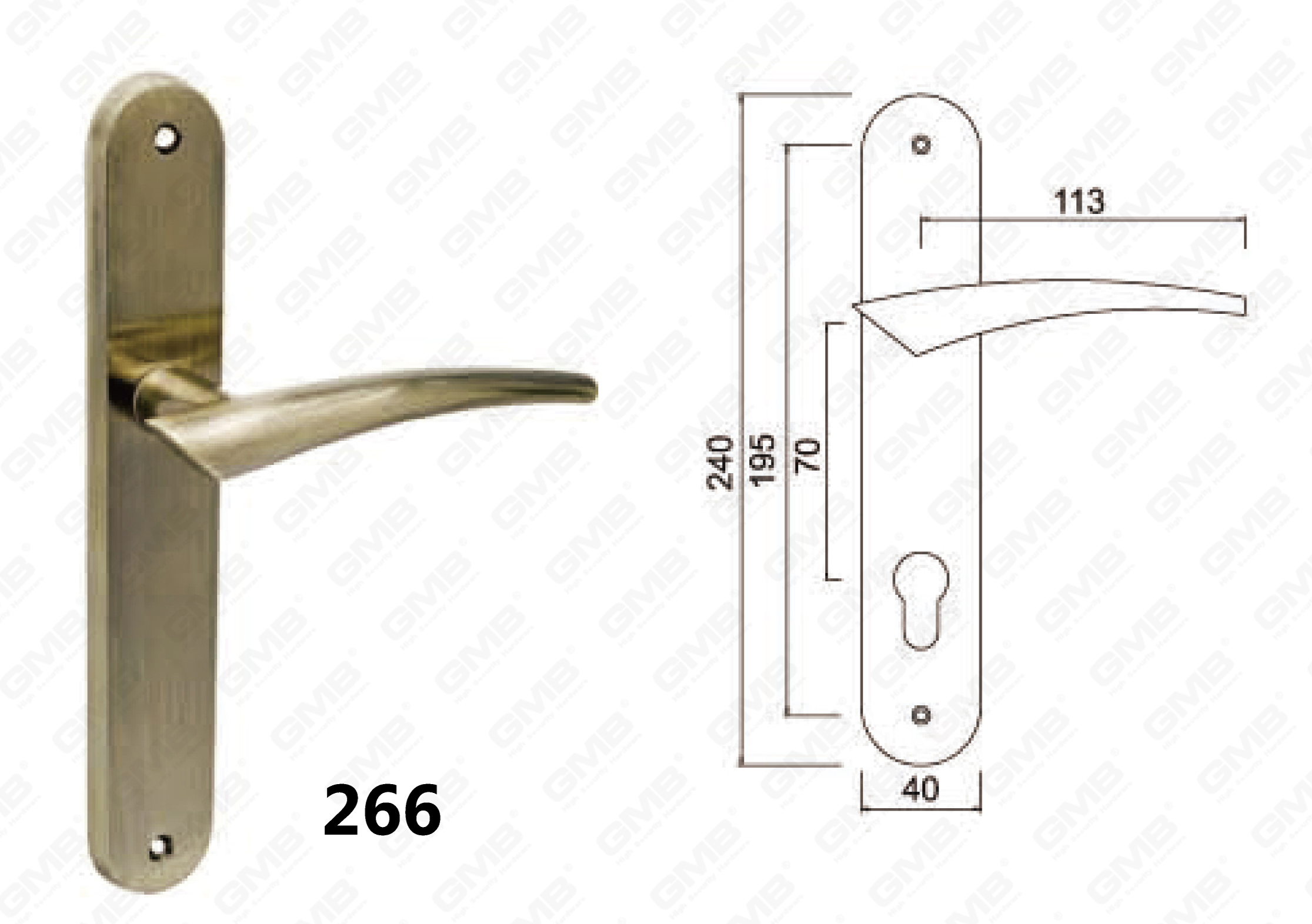 for Mortise Lockset by Zinc Alloy Plate Handle