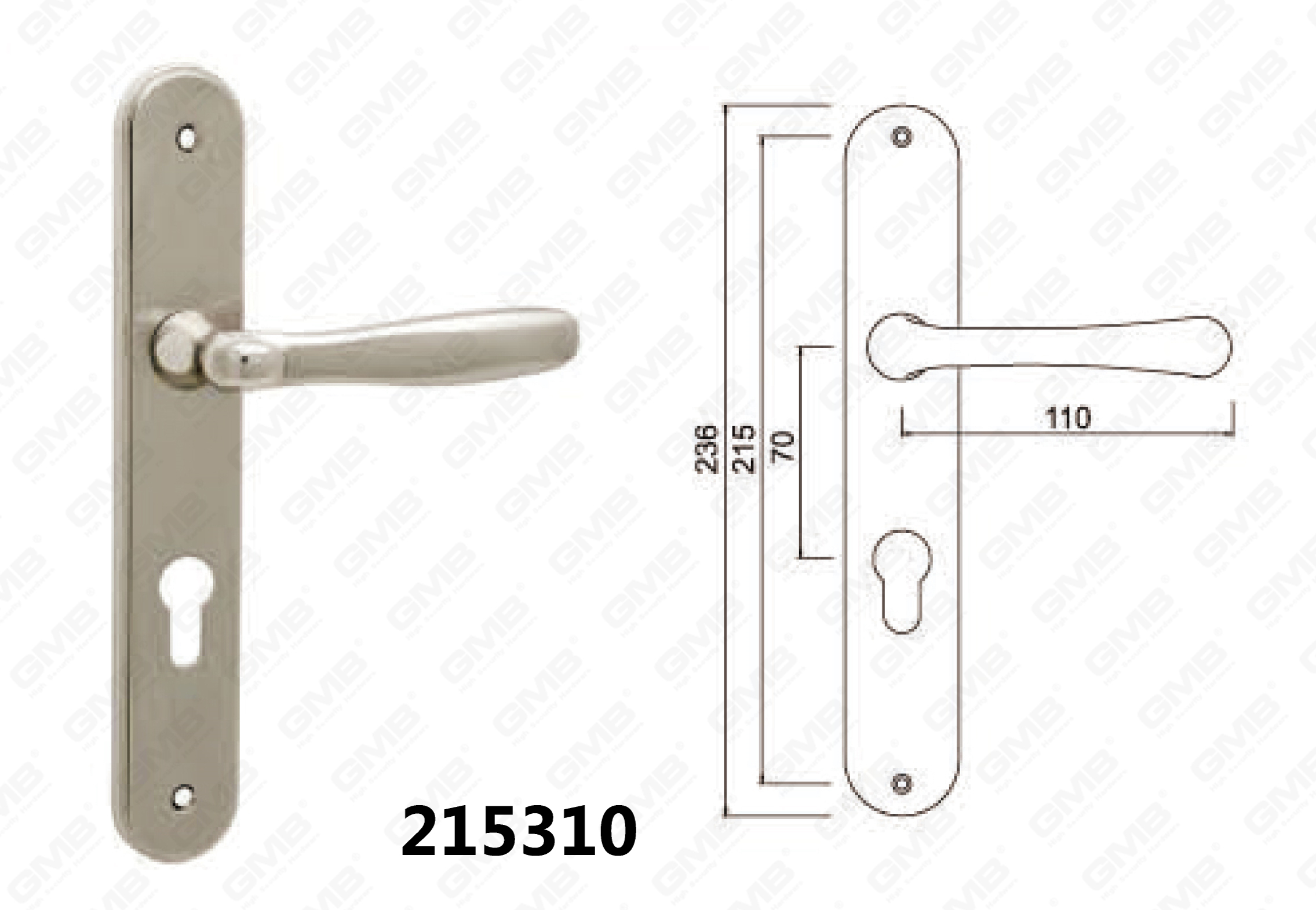 215310Mortise Lockset by Zinc Alloy or Steel Door Plate Handle