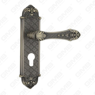 Door Handle Pull Wooden Door Hardware Handle Lock Door Handle on Plate for Mortise Lockset by Zinc Alloy or Steel Door Plate Handle (CA407-C126-DAB)