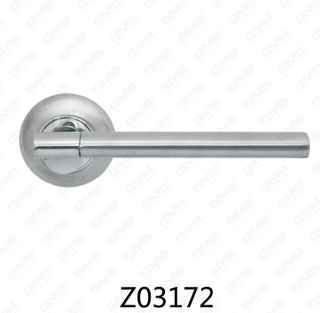 Zamak Zinc Alloy Aluminum Rosette Door Handle with Round Rosette (Z02172)