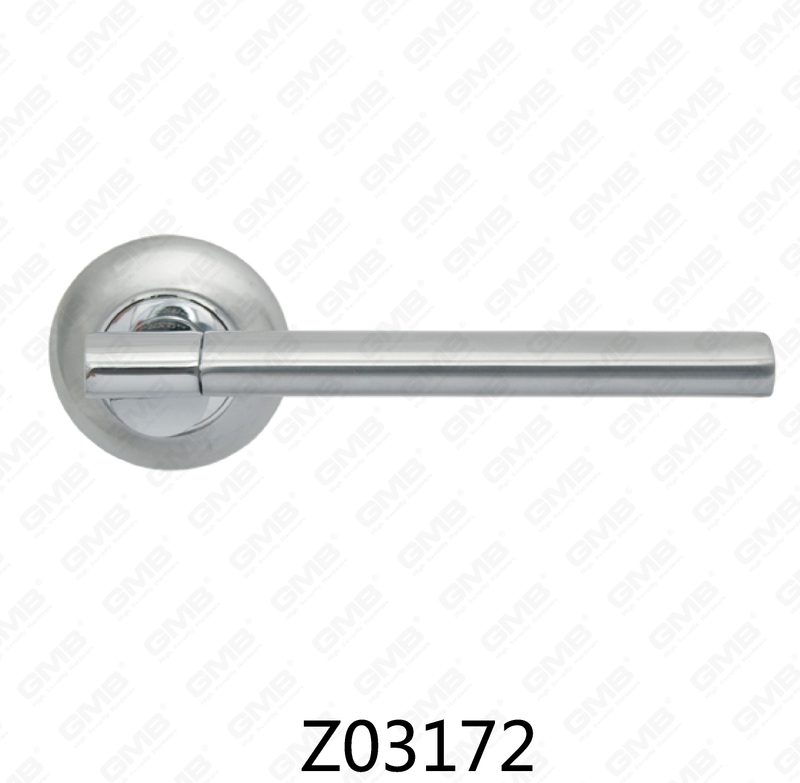 Zamak Zinc Alloy Aluminum Rosette Door Handle with Round Rosette (Z02172)