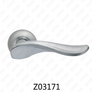 Zamak Zinc Alloy Aluminum Rosette Door Handle with Round Rosette (Z02171)