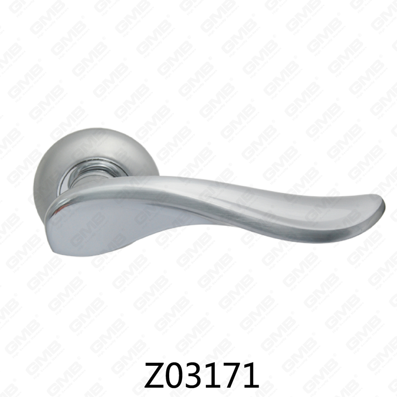 Zamak Zinc Alloy Aluminum Rosette Door Handle with Round Rosette (Z02171)