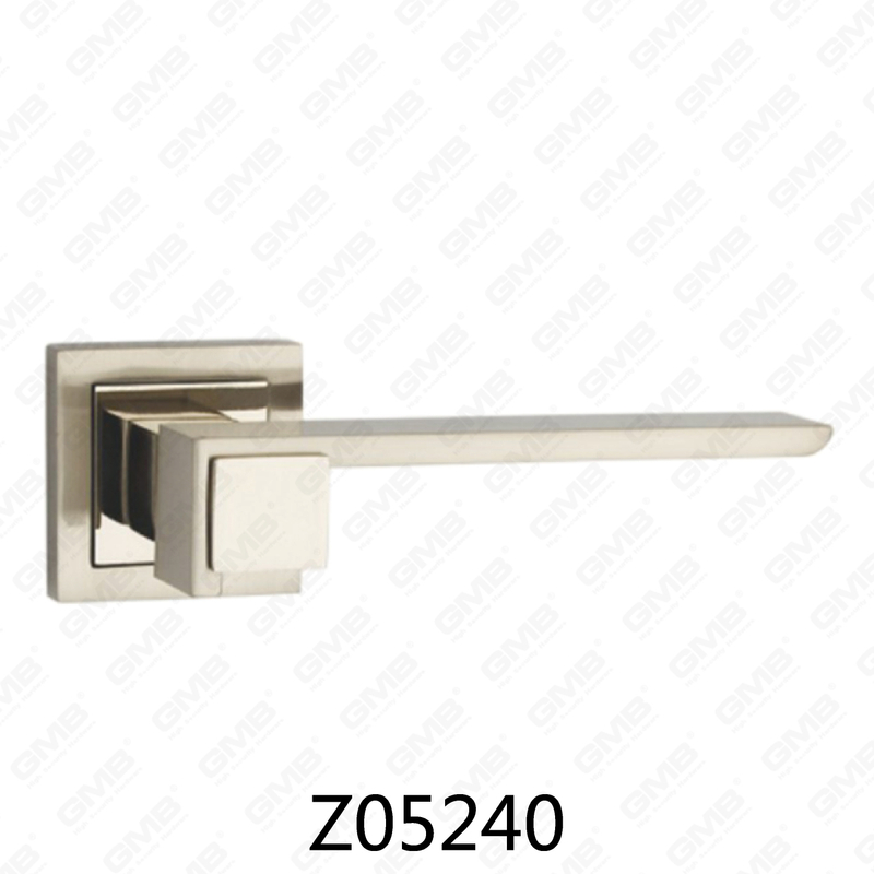Zamak Zinc Alloy Aluminum Rosette Door Handle with Round Rosette (Z05240)