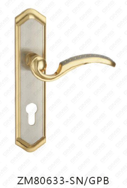 Door Handle Pull Wooden Door Hardware Handle Lock Door Handle on Plate for Mortise Lockset by Zinc Alloy or Steel Door Plate Handle (ZM80633-SN&GPB)