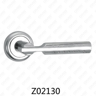 Zamak Zinc Alloy Aluminum Rosette Door Handle with Round Rosette (Z02130)