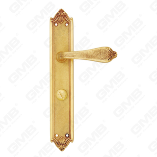 Brass Handles Wooden Door Hardware Handle Lock Door Handle on Plate for Mortise Lockset (B-PM5757-OG)
