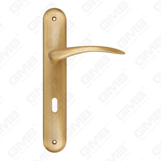 Brass Handles Wooden Door Hardware Handle Lock Door Handle on Plate for Mortise Lockset (B-PM112.92-AB)