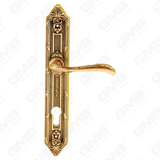 Brass Handles Wooden Door Hardware Handle Lock Door Handle on Plate for Mortise Lockset (B-PM2208-OG)