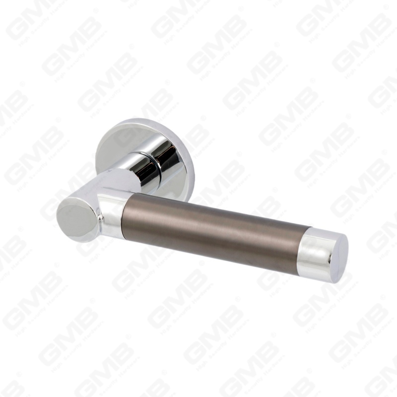 Modern Simple Solid Zinc Alloy Split Door Lock Handle on Round Rosette（Z062412）