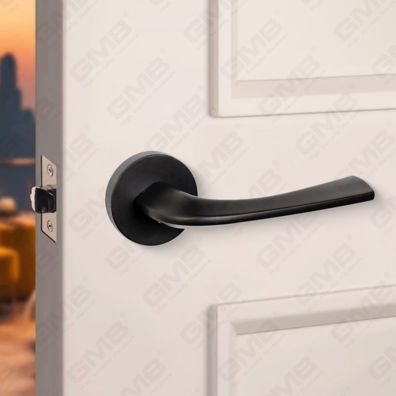 Modern Simple Solid Zinc Alloy Split Door Lock Handle on Round Rosette（Z062416）