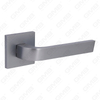 Modern Simple Solid Zinc Alloy Split Door Lock Handle on Square Rosette（Z072503）