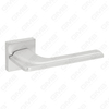 Modern Simple Solid Zinc Alloy Split Door Lock Handle on Square Rosette（Z072501）