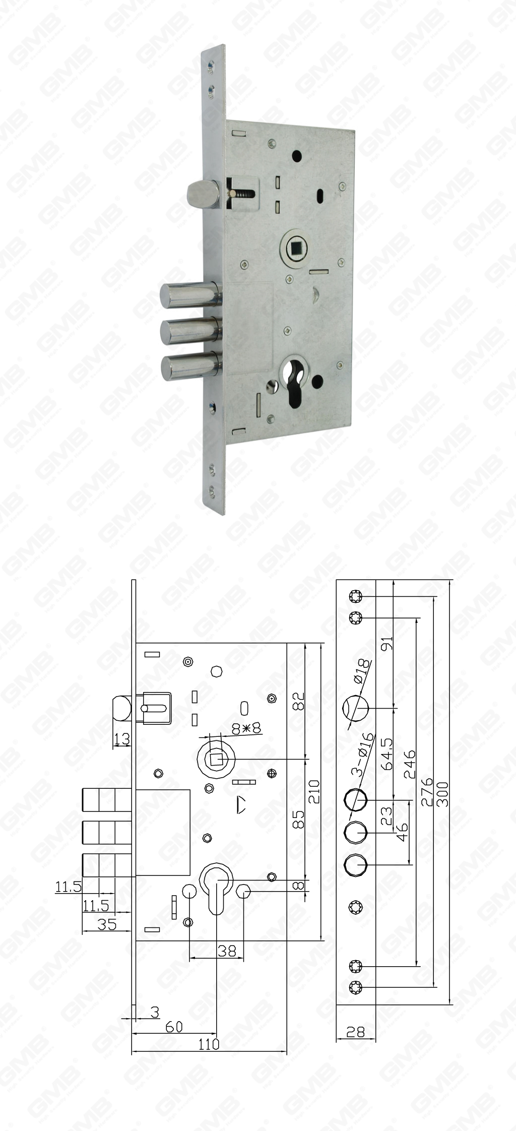 01 High Security Mortise Lock_252RL-C-28