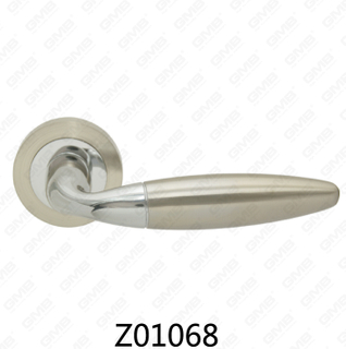 Zamak Zinc Alloy Aluminum Rosette Door Handle with Round Rosette (Z01068)