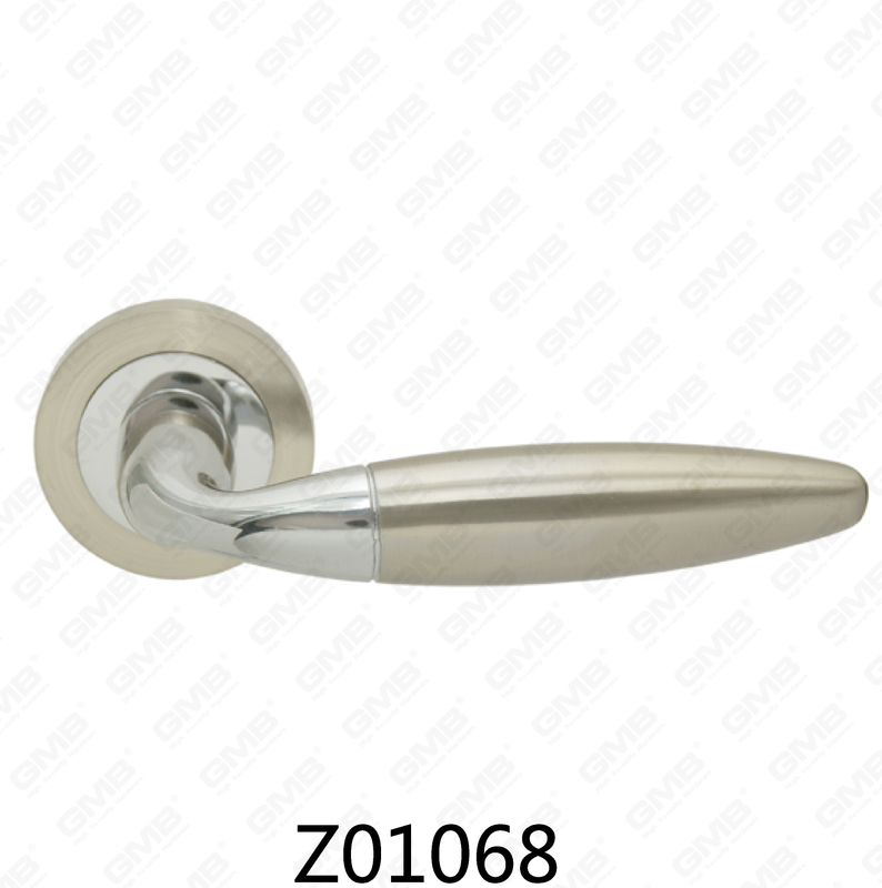 Zamak Zinc Alloy Aluminum Rosette Door Handle with Round Rosette (Z01068)