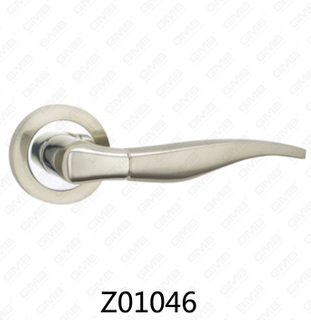 Zamak Zinc Alloy Aluminum Rosette Door Handle with Round Rosette (Z01046)