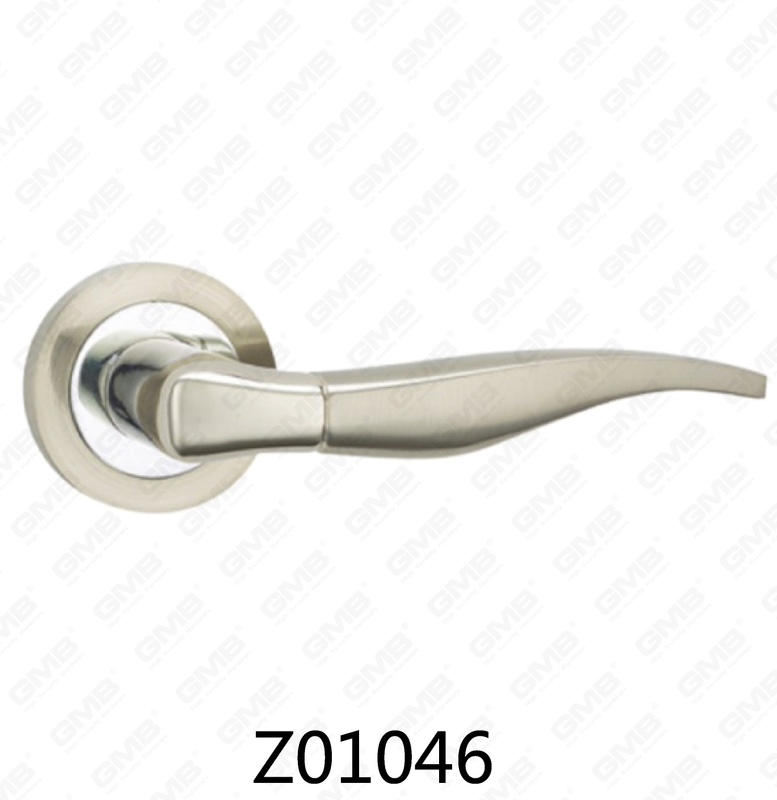 Zamak Zinc Alloy Aluminum Rosette Door Handle with Round Rosette (Z01046)