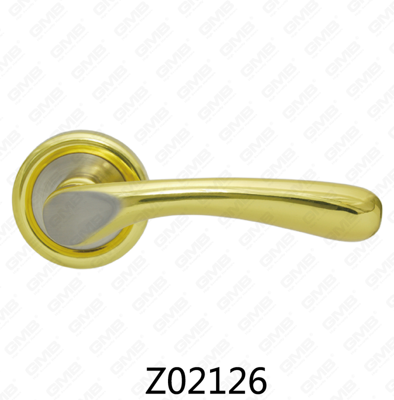 Zamak Zinc Alloy Aluminum Rosette Door Handle with Round Rosette (Z02126)