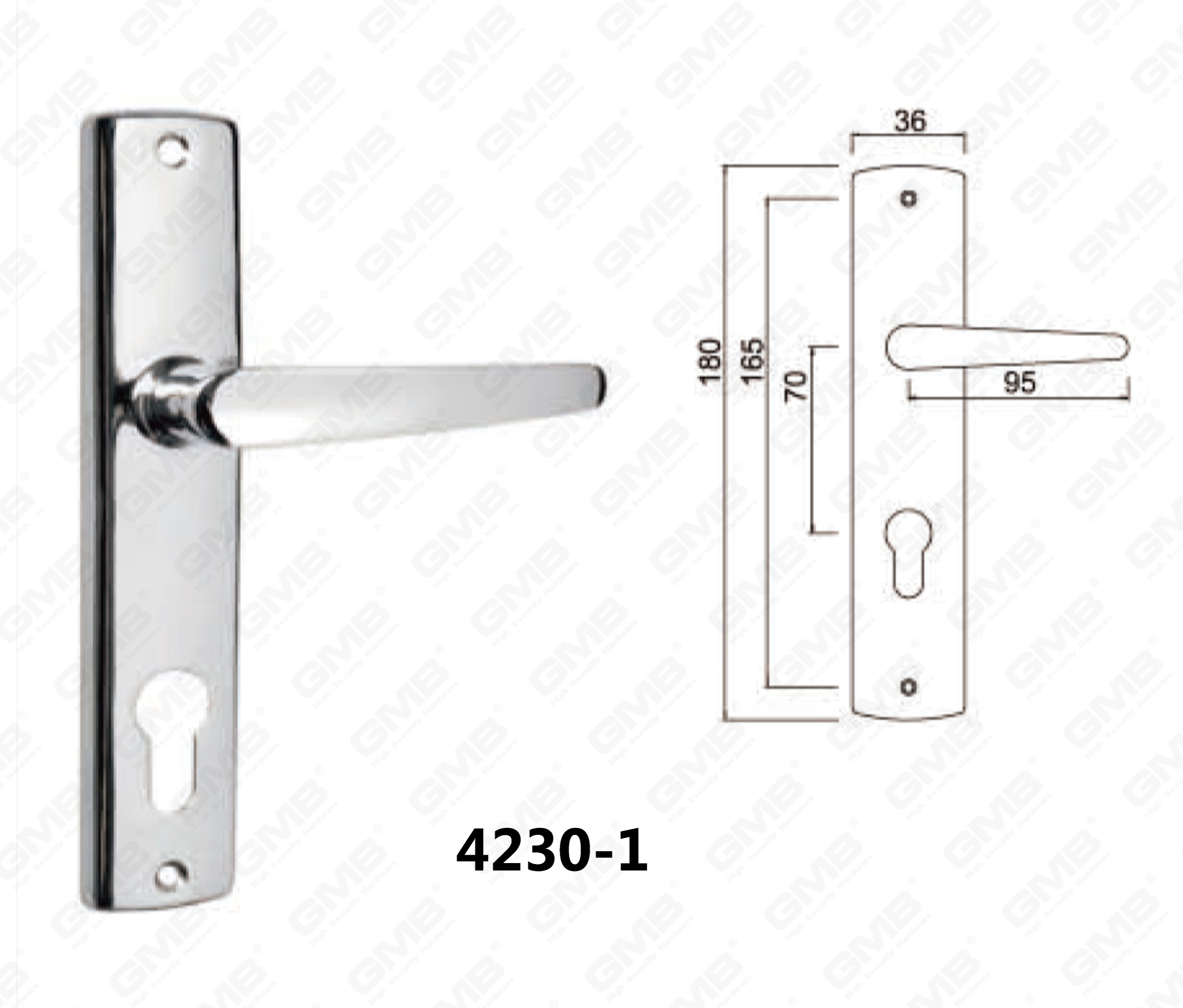 4230-1 Handle Lock Door Handle on Plate