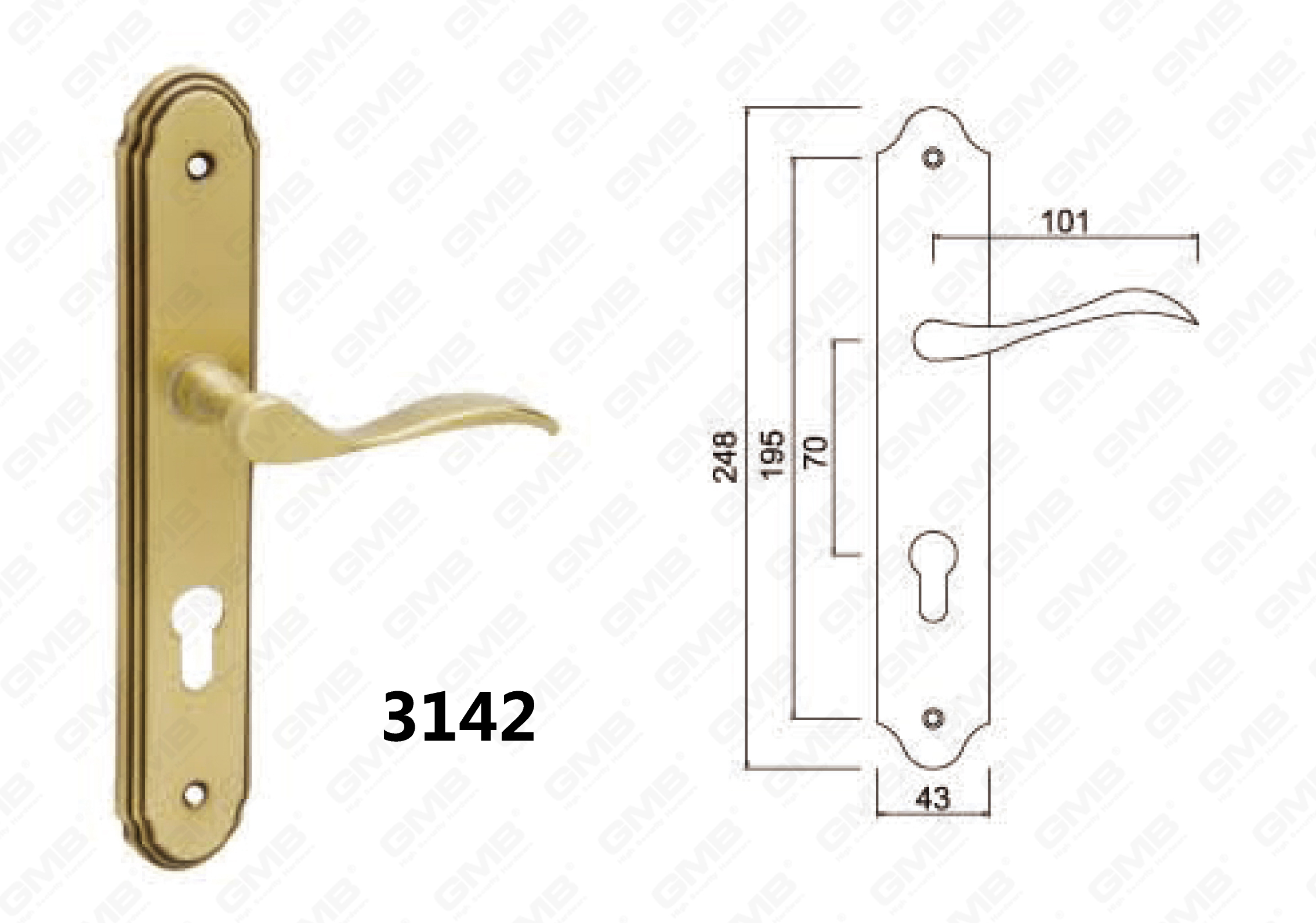 Door Handle on Plate