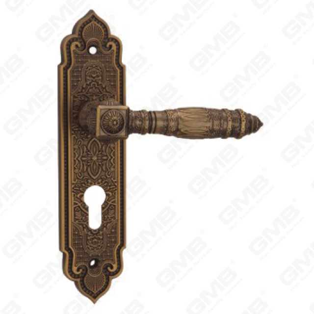Door Handle Pull Wooden Door Hardware Handle Lock Door Handle on Plate for Mortise Lockset by Zinc Alloy or Steel Door Plate Handle (CM595-C116-DYB)