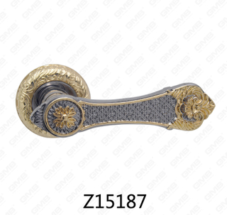 Zamak Zinc Alloy Aluminum Rosette Door Handle with Round Rosette (Z15187)