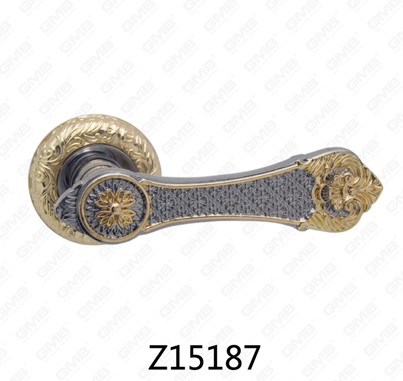 Zamak Zinc Alloy Aluminum Rosette Door Handle with Round Rosette (Z15187)