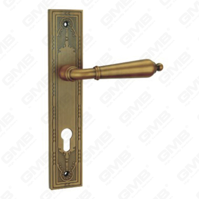 Door Handle Pull Wooden Door Hardware Handle Lock Door Handle on Plate for Mortise Lockset by Zinc Alloy or Steel Door Plate Handle (E718-E01-DYB)