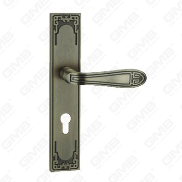 Door Handle Pull Wooden Door Hardware Handle Lock Door Handle on Plate for Mortise Lockset by Zinc Alloy or Steel Door Plate Handle (E715-E05-DAB)