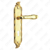 Door Handle Pull Wooden Door Hardware Handle Lock Door Handle on Plate for Mortise Lockset by Zinc Alloy or Steel Door Plate Handle (ZL916-Z42-GPB)