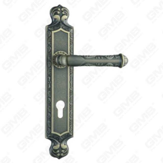 Door Handle Pull Wooden Door Hardware Handle Lock Door Handle on Plate for Mortise Lockset by Zinc Alloy or Steel Door Plate Handle (ZL96295-DAB)
