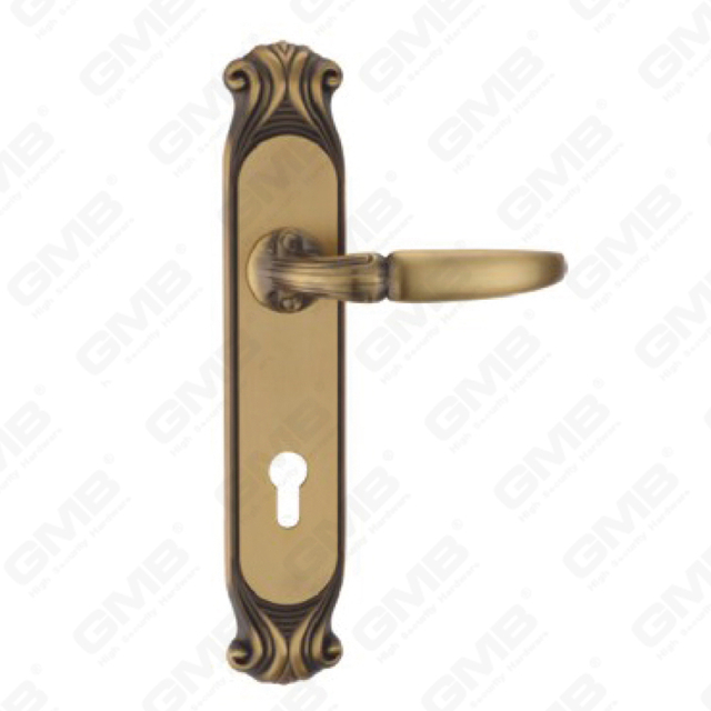 Door Handle Pull Wooden Door Hardware Handle Lock Door Handle on Plate for Mortise Lockset by Zinc Alloy or Steel Door Plate Handle (ZL93101-DYB)