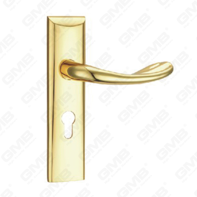 Door Handle Pull Wooden Door Hardware Handle Lock Door Handle on Plate for Mortise Lockset by Zinc Alloy or Steel Door Plate Handle (TM400666-GPB)