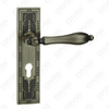 Door Handle Pull Wooden Door Hardware Handle Lock Door Handle on Plate for Mortise Lockset by Zinc Alloy or Steel Door Plate Handle (ZM618-E02-DAB)