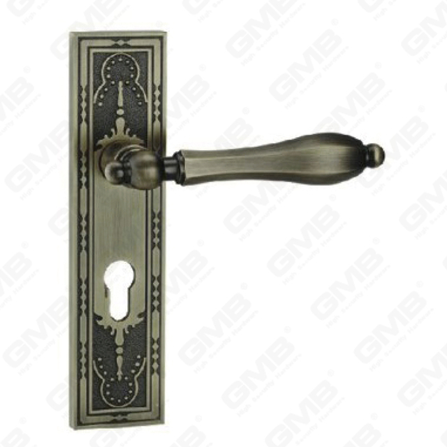 Door Handle Pull Wooden Door Hardware Handle Lock Door Handle on Plate for Mortise Lockset by Zinc Alloy or Steel Door Plate Handle (ZM618-E02-DAB)