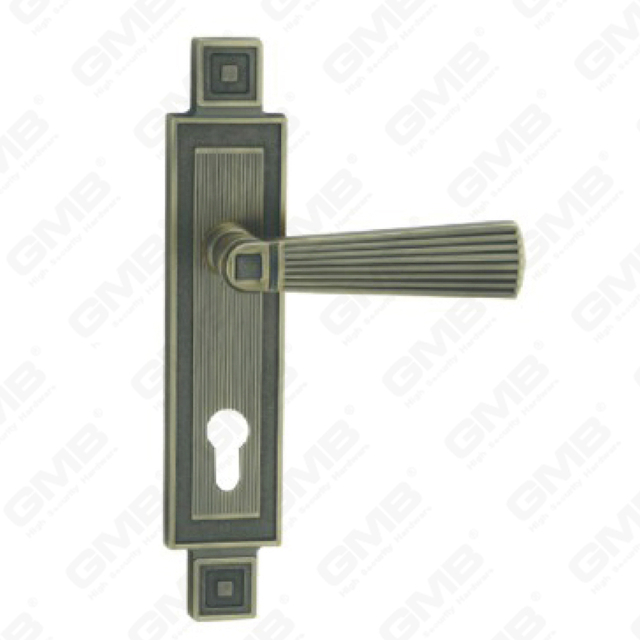 Door Handle Pull Wooden Door Hardware Handle Lock Door Handle on Plate for Mortise Lockset by Zinc Alloy or Steel Door Plate Handle (ZM858B40-DAB)