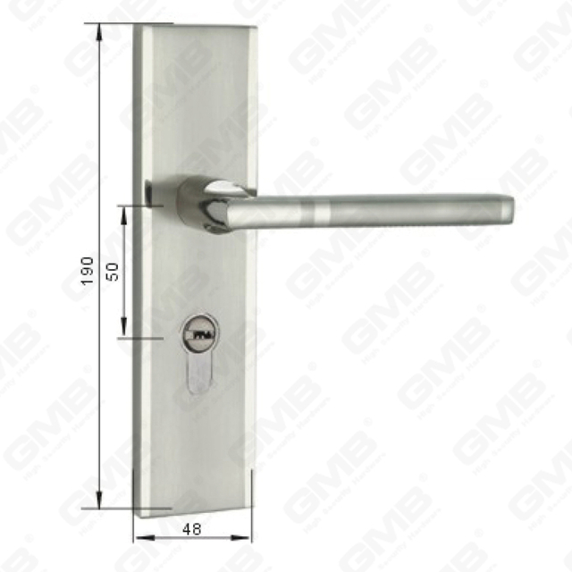 Door Handle Pull Wooden Door Hardware Handle Lock Door Handle on Plate for Mortise Lockset by Zinc Alloy or Steel Door Plate Handle (CA401-C25-K)