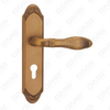 Door Handle Pull Wooden Door Hardware Handle Lock Door Handle on Plate for Mortise Lockset by Zinc Alloy or Steel Door Plate Handle (CM577-C42-DYB)