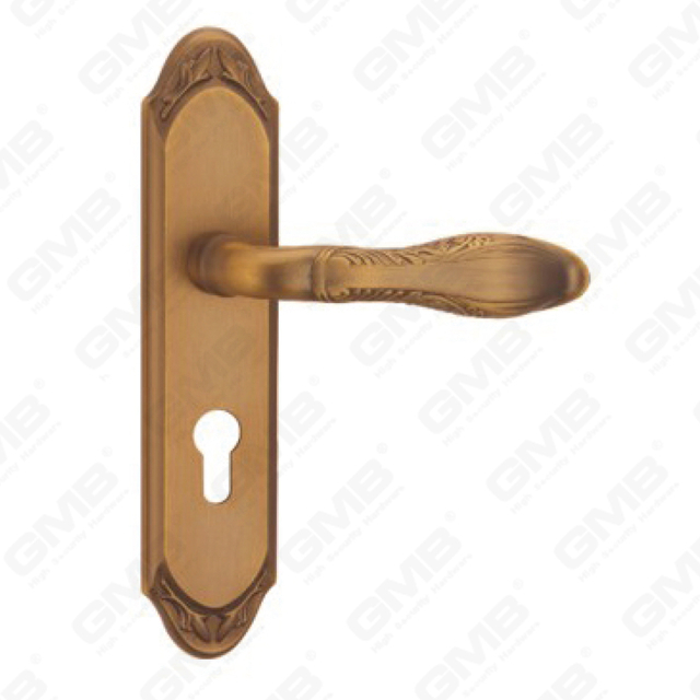 Door Handle Pull Wooden Door Hardware Handle Lock Door Handle on Plate for Mortise Lockset by Zinc Alloy or Steel Door Plate Handle (CM577-C42-DYB)